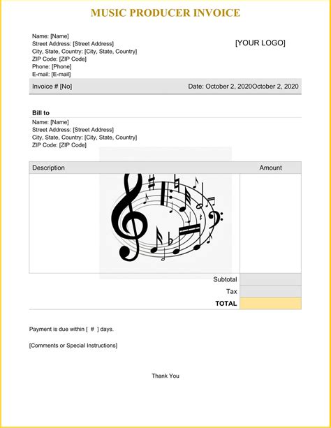 Music Producer Invoice Template.